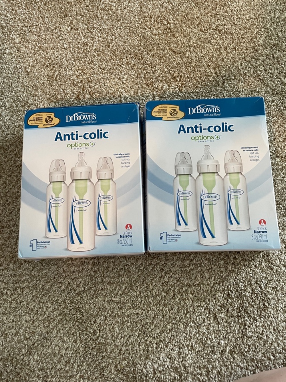Dr. Brown's Anti-Colic Options+ Narrow Baby Bottles - Clear/Green (2 Pack)
